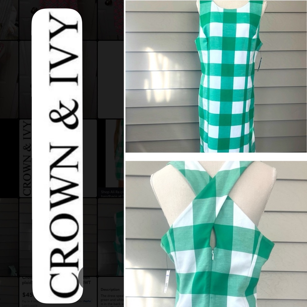 Crown & Ivy Teal and White Plaid Dress